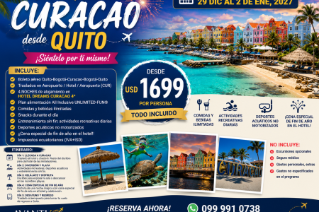 tour de fin de año a curacao desde quito