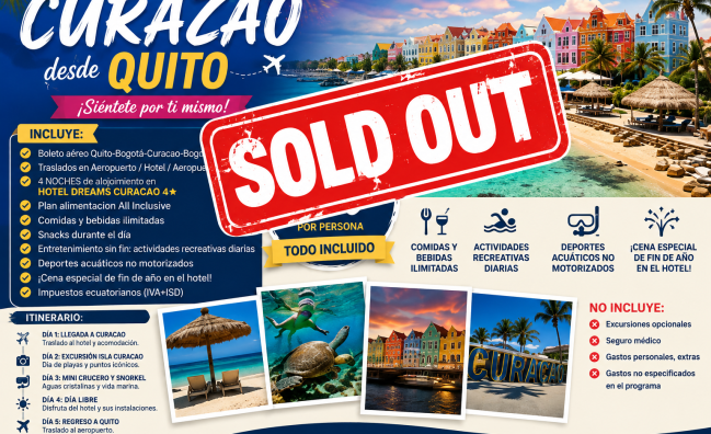 tour de fin de año a curacao desde quito